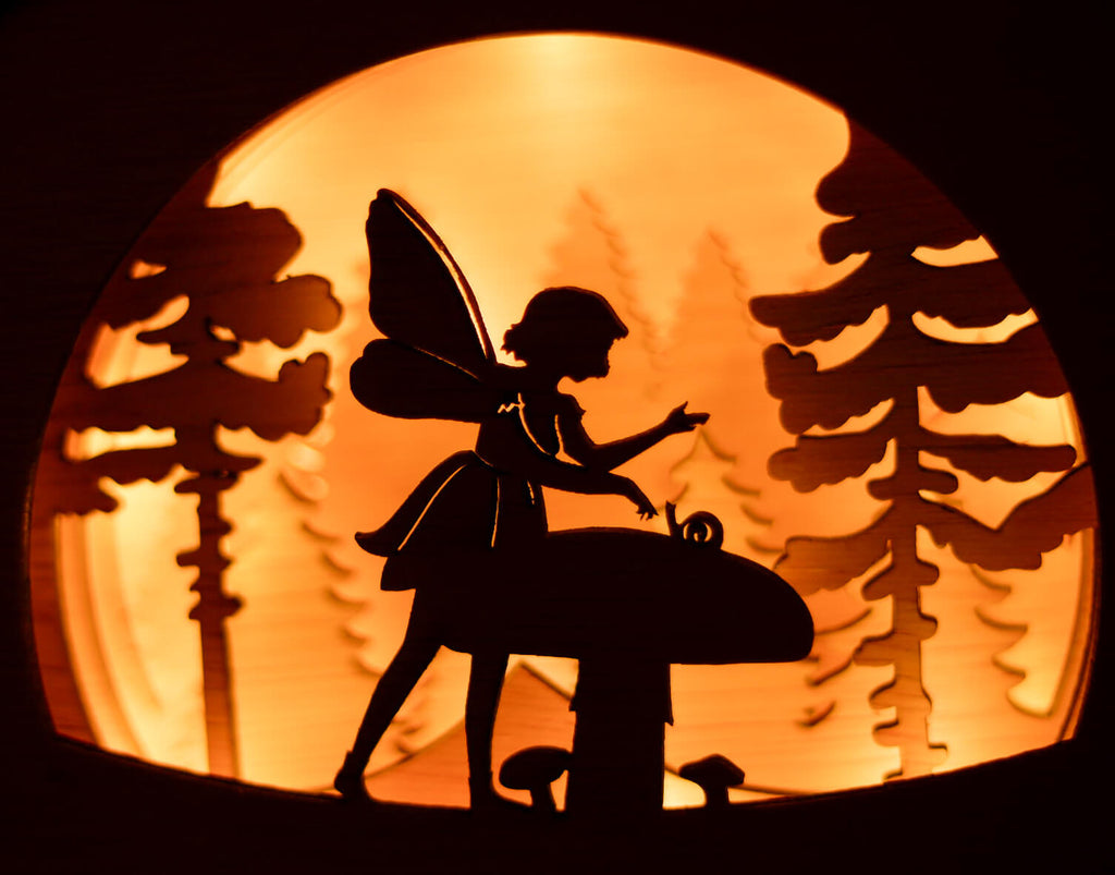 Lampă de veghe cu zână și ciupercuță