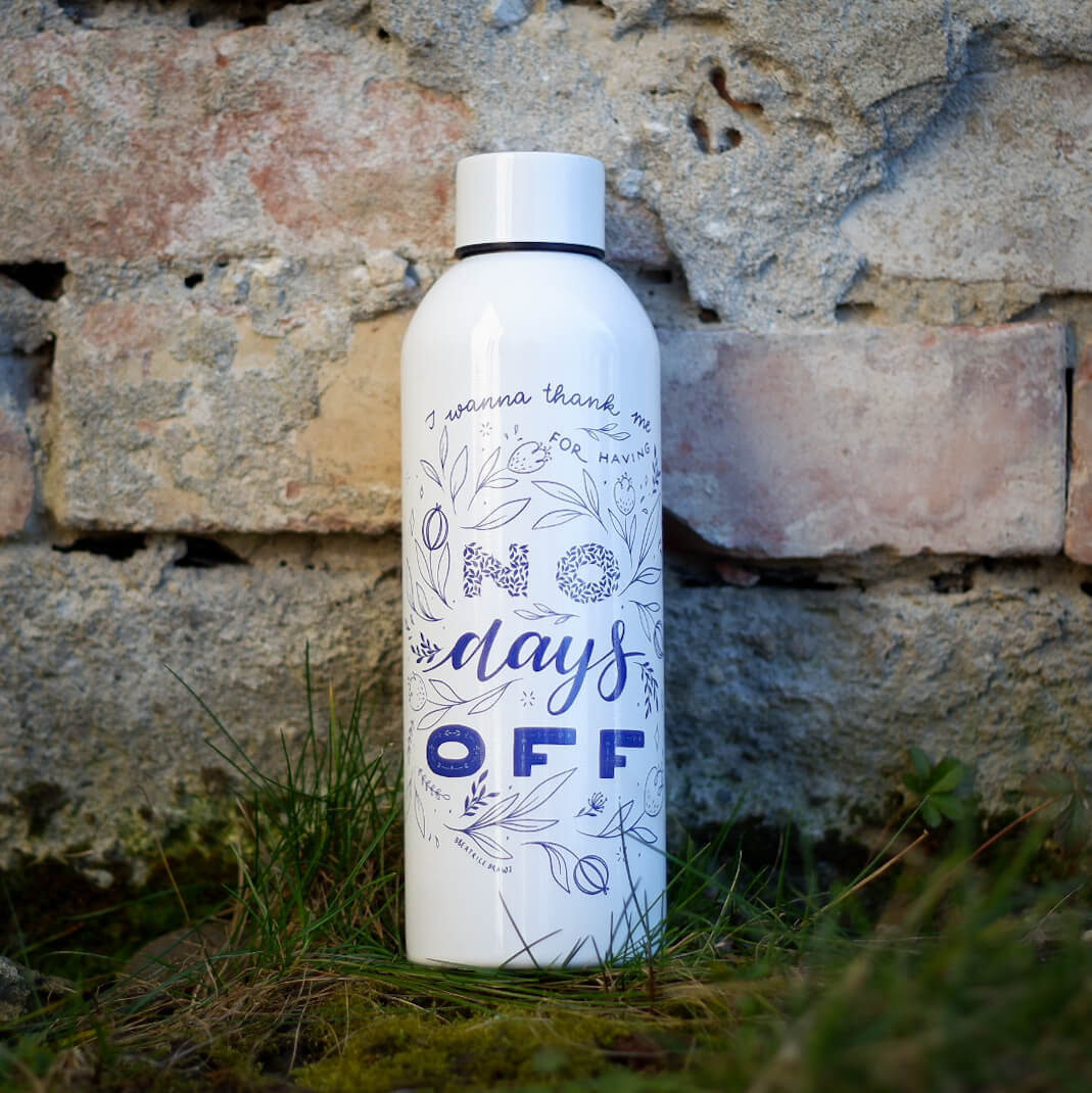 ”No Days Off” Sticlă pentru apă din oțel inoxidabil 800ml