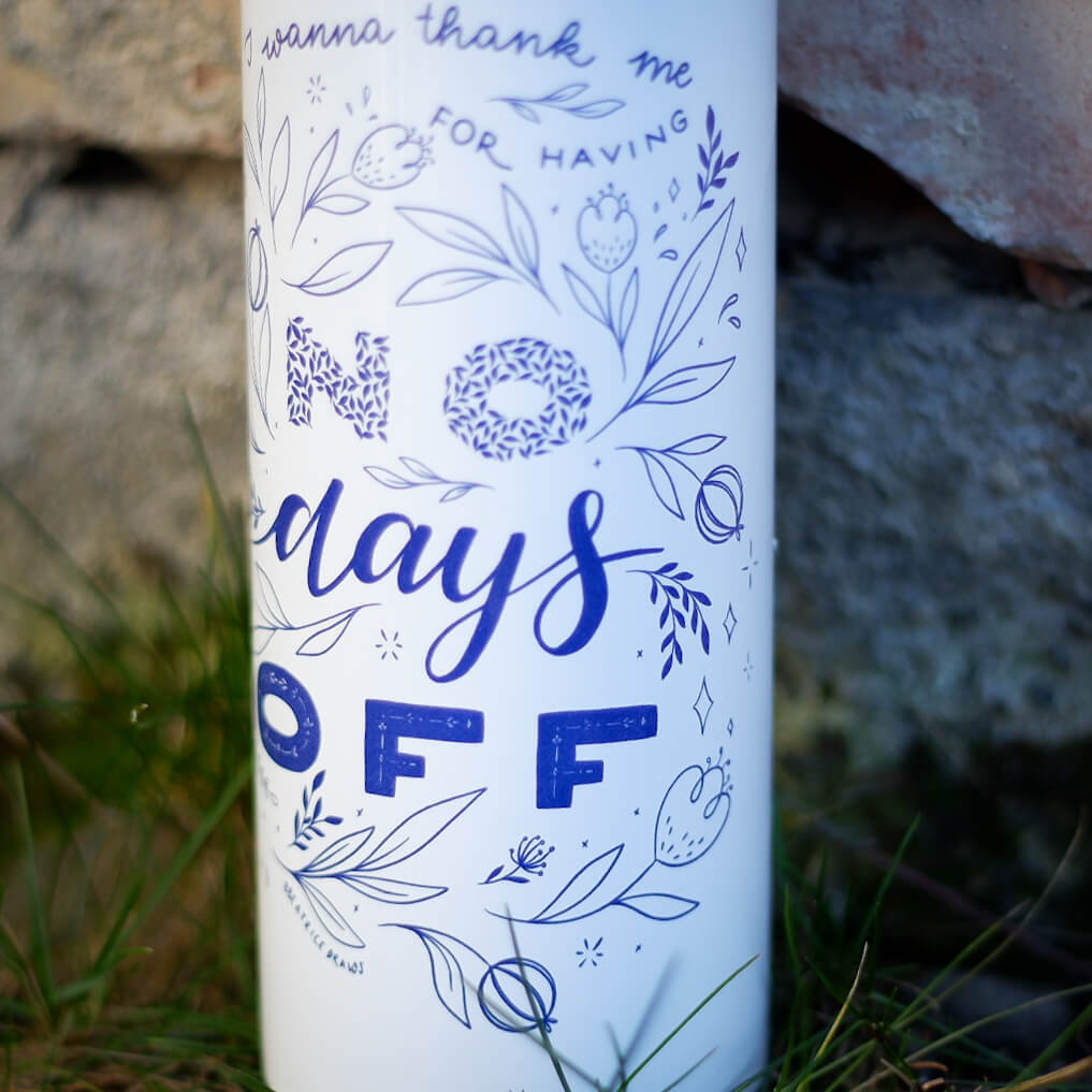 ”No Days Off” Sticlă pentru apă din oțel inoxidabil 800ml
