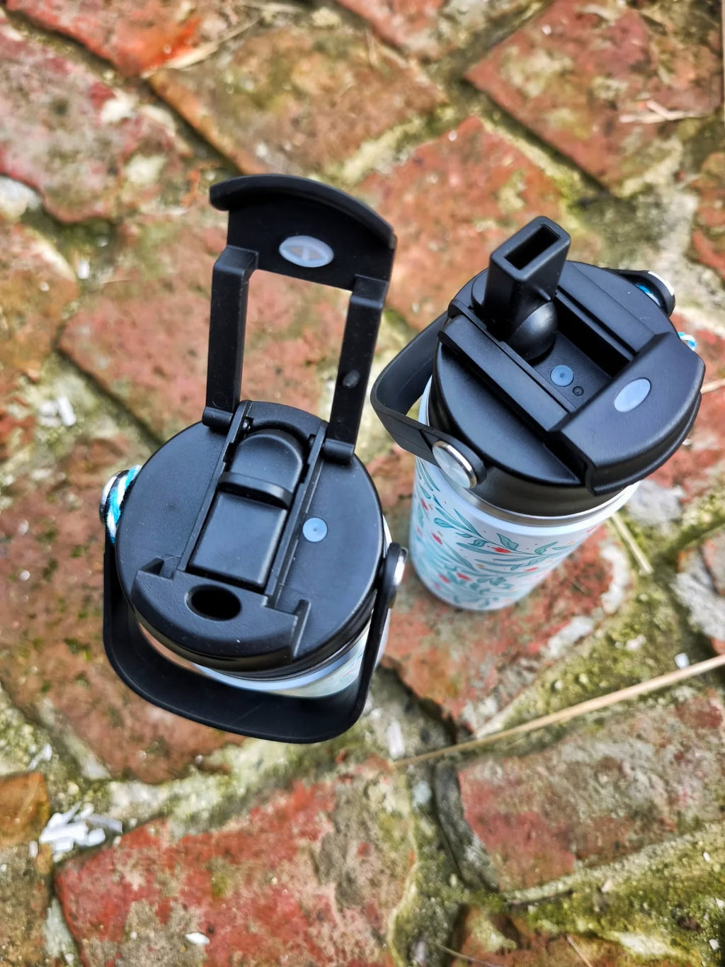 Termos (pentru copii) cu pai și capac flip-top – Model Floricele