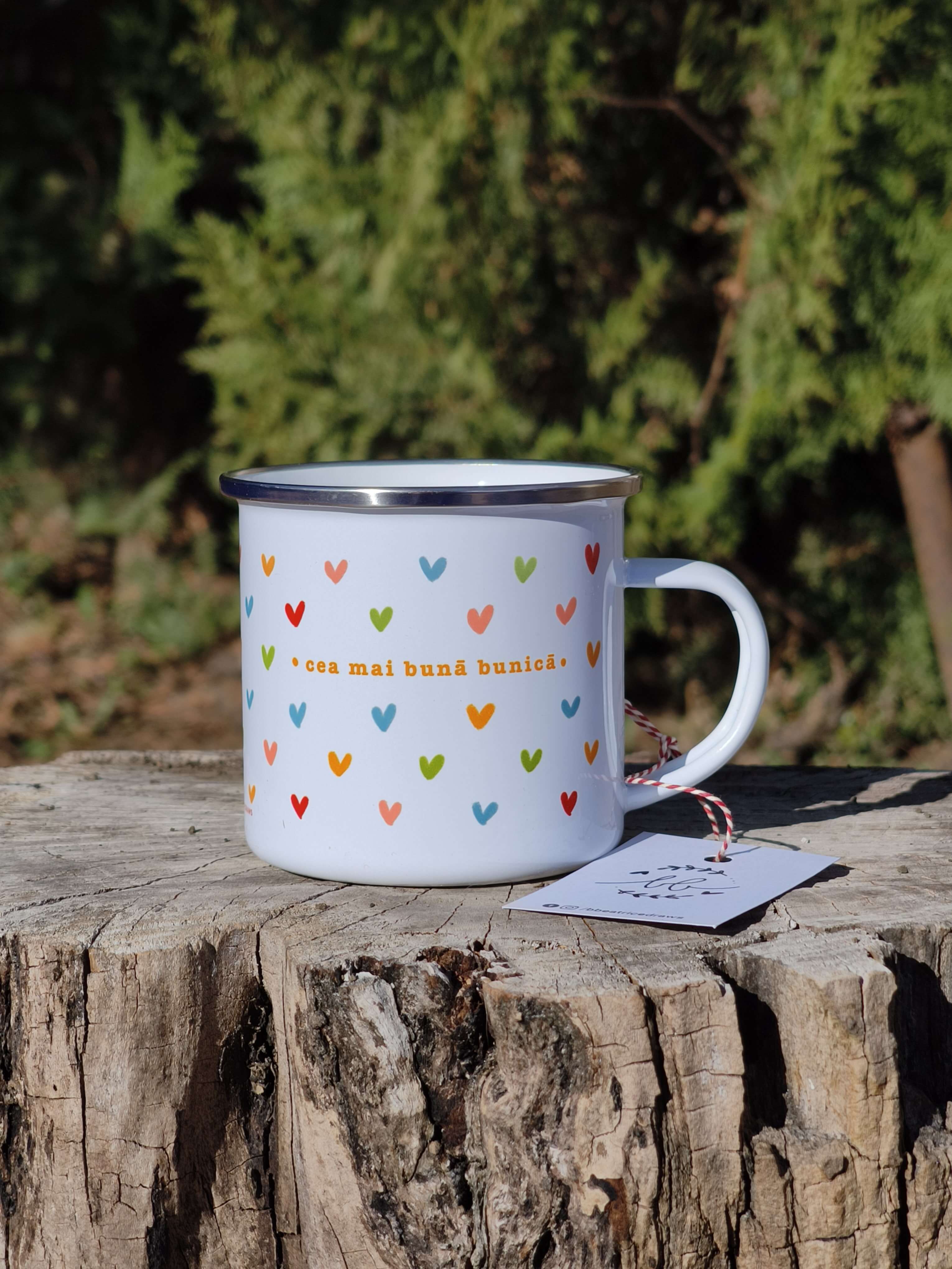 Cană emailată "Cea mai bună bunică" - Personalizabil