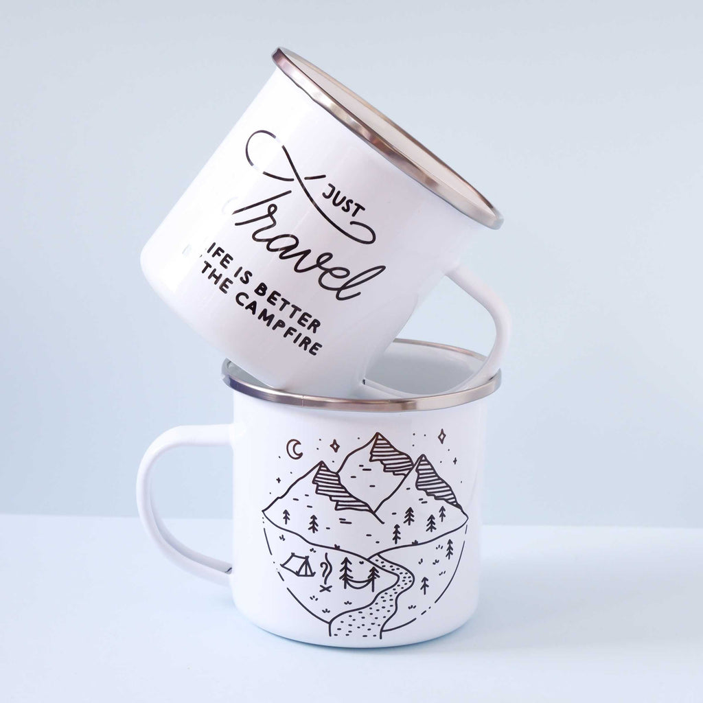Cană emailată "Just travel"
