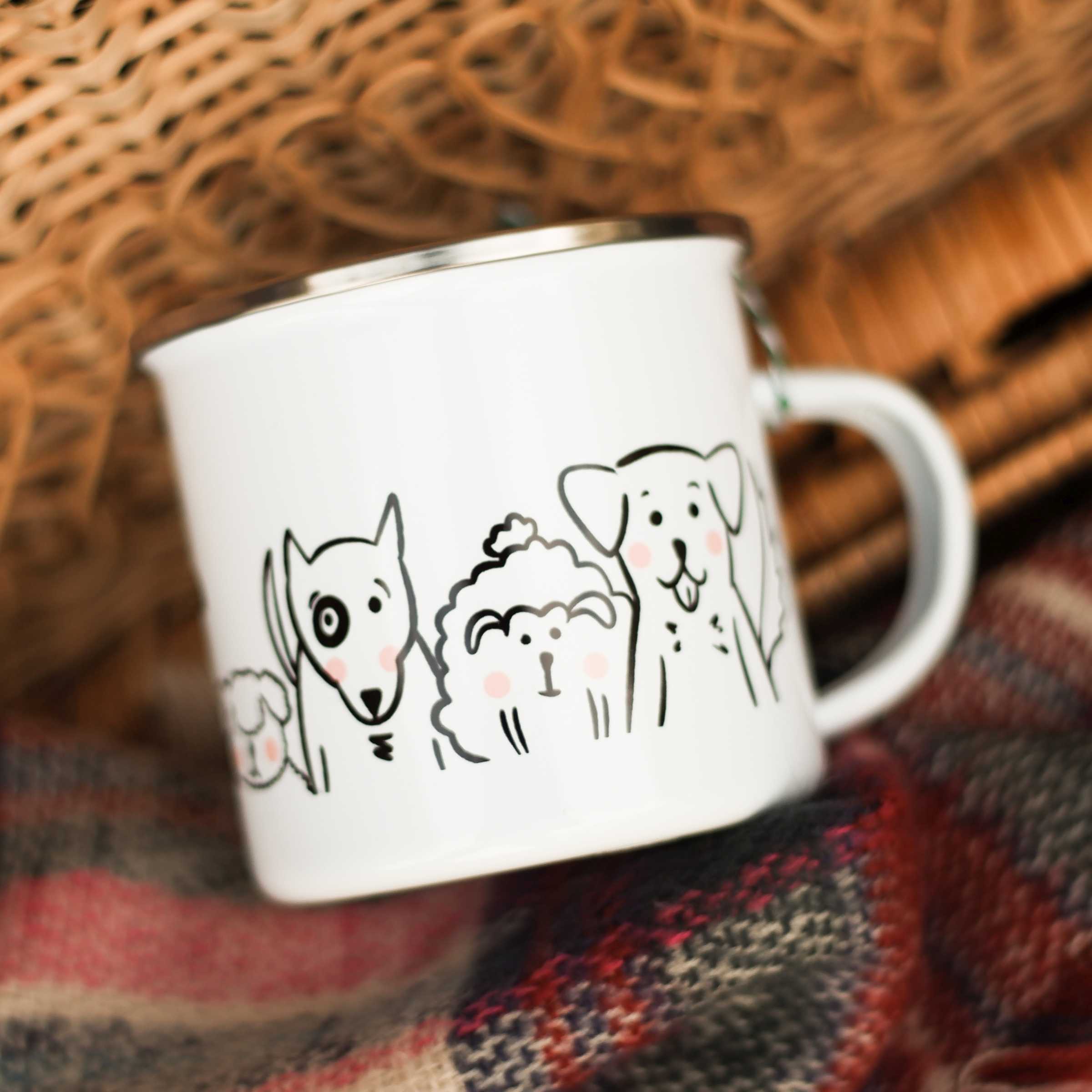 Cană emailată Căței