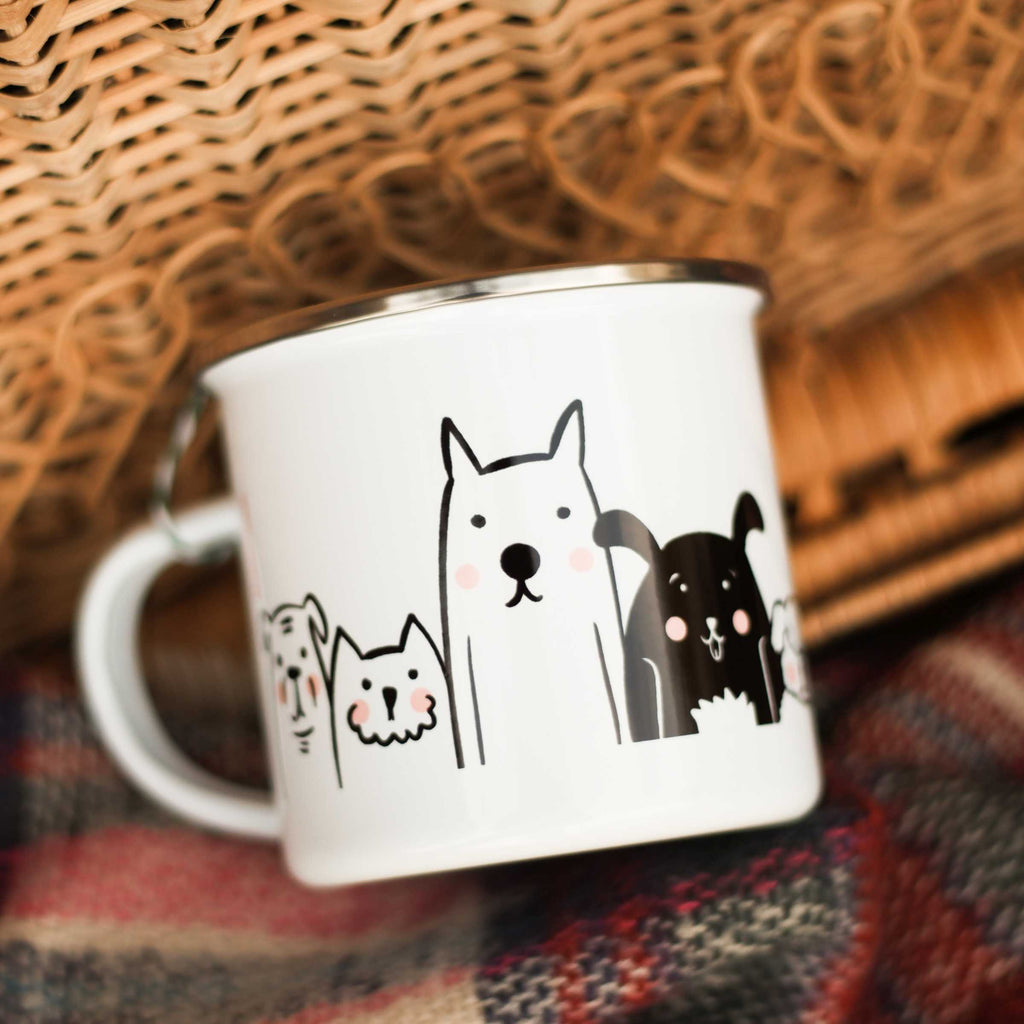 Cană emailată Căței