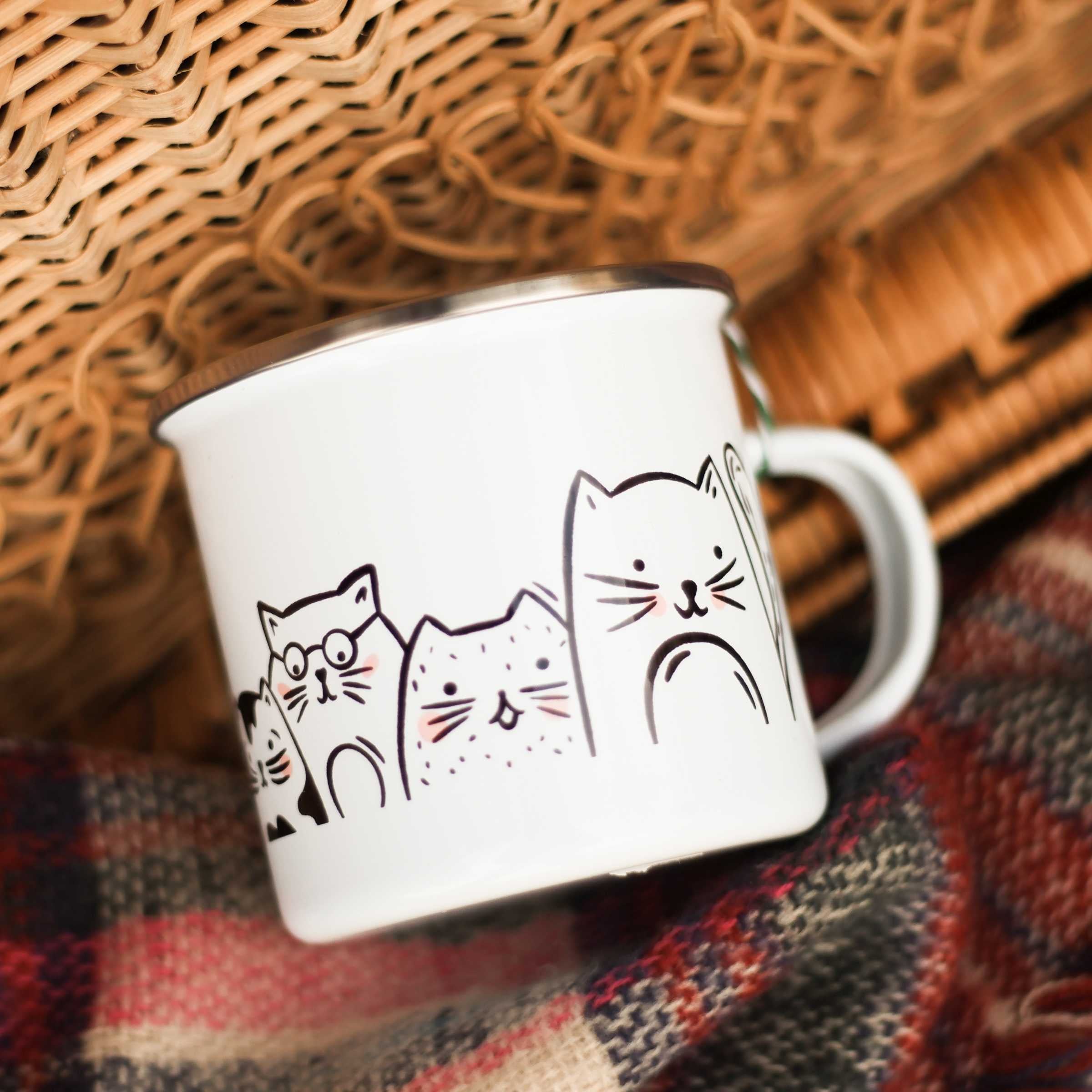 Cană emailată Pisicuțe