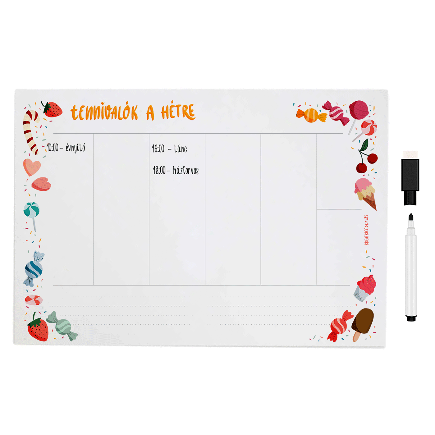 Planificator magnetic din metal – săptămânal sau lunar – Candies