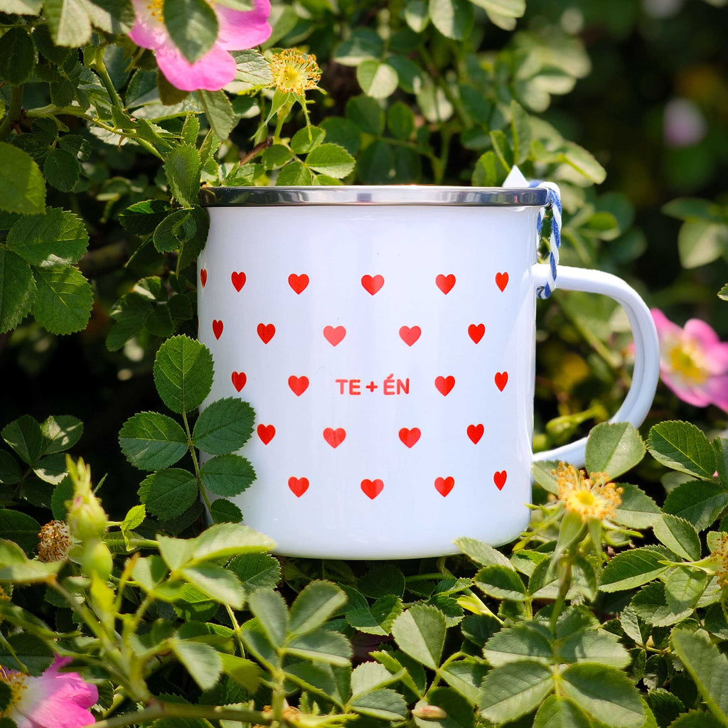 Cană emailată "TU+EU"
