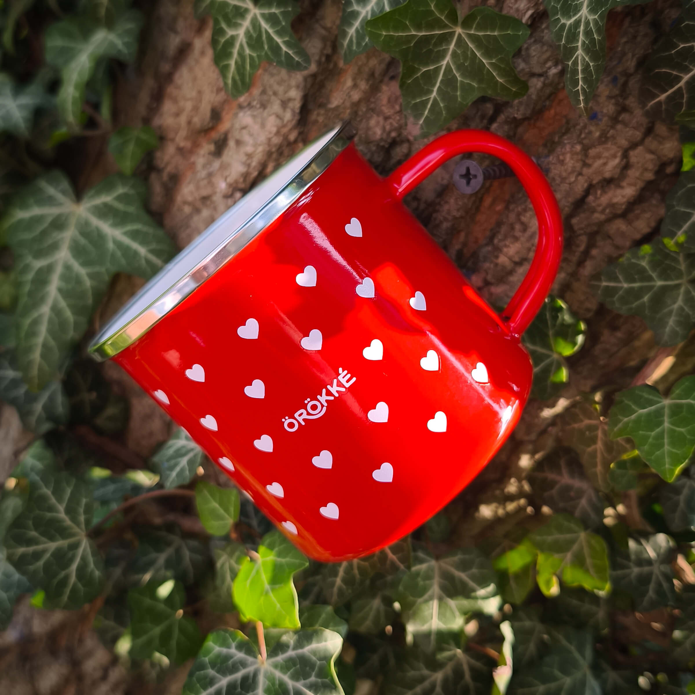 "Örökké" Cană emailată - ROȘU