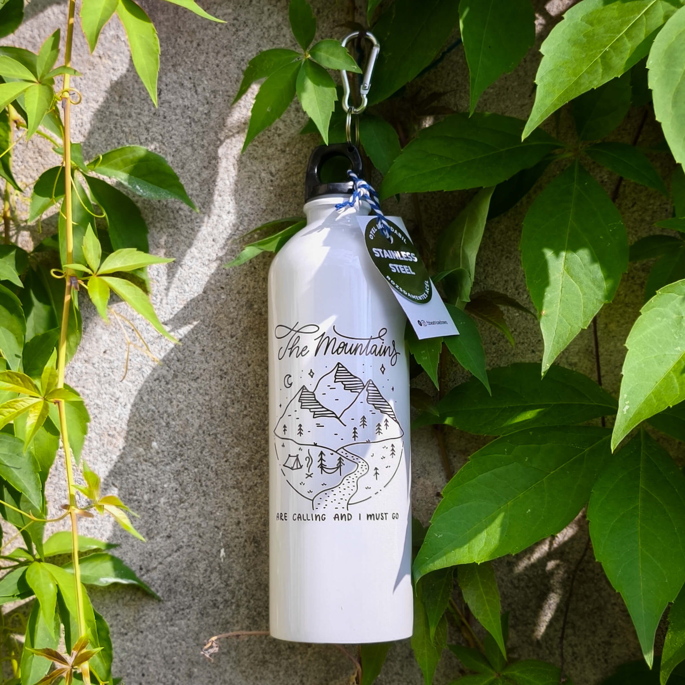 "The Mountains Are Calling..." Sticlă pentru apă din oțel inoxidabil 750ml