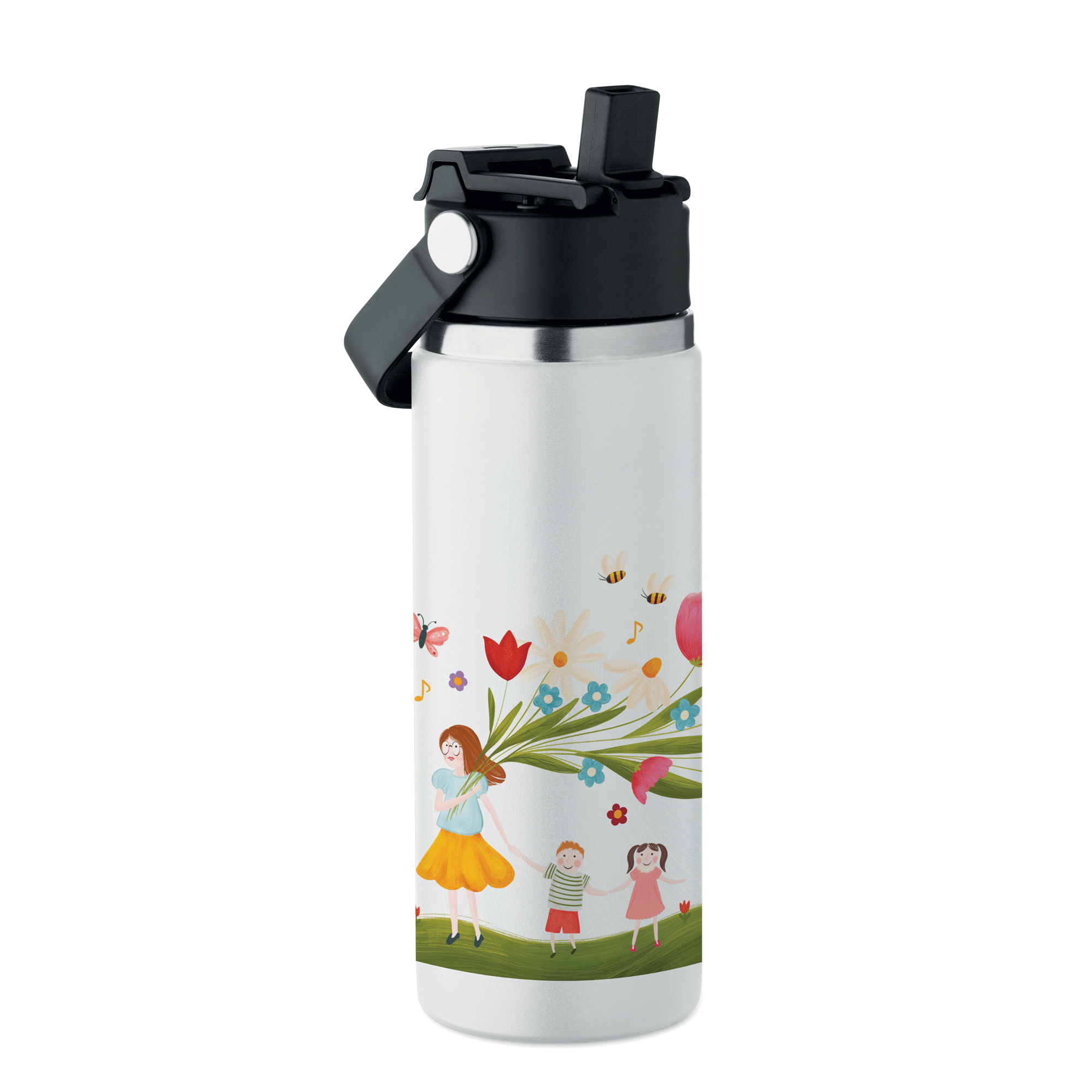 Termos din oțel inoxidabil 500 ml – capac dublu (flip & pai) - model gradiniță