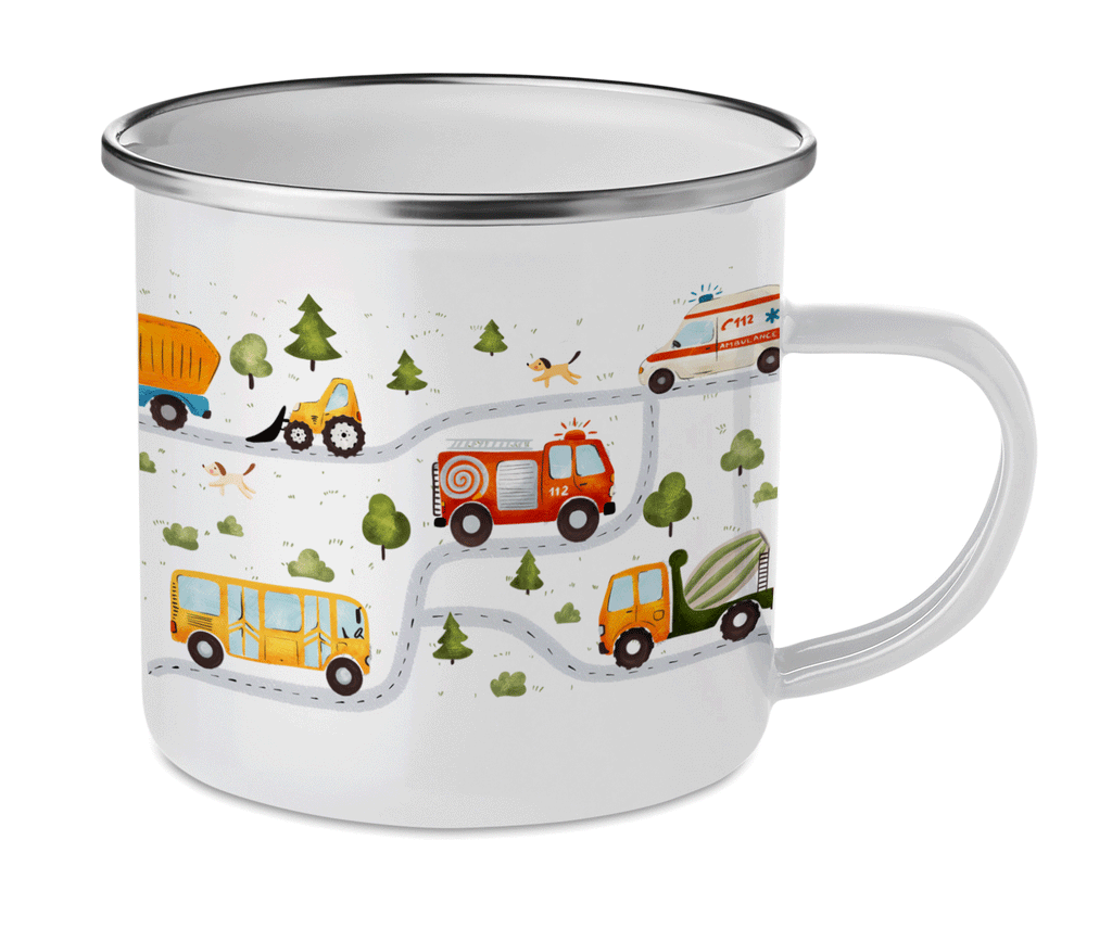 Cană emailată cu mașinuțe – 350 ml