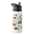 Sticlă copii cu pai 500 ml – model auto | oțel inoxidabil reciclat