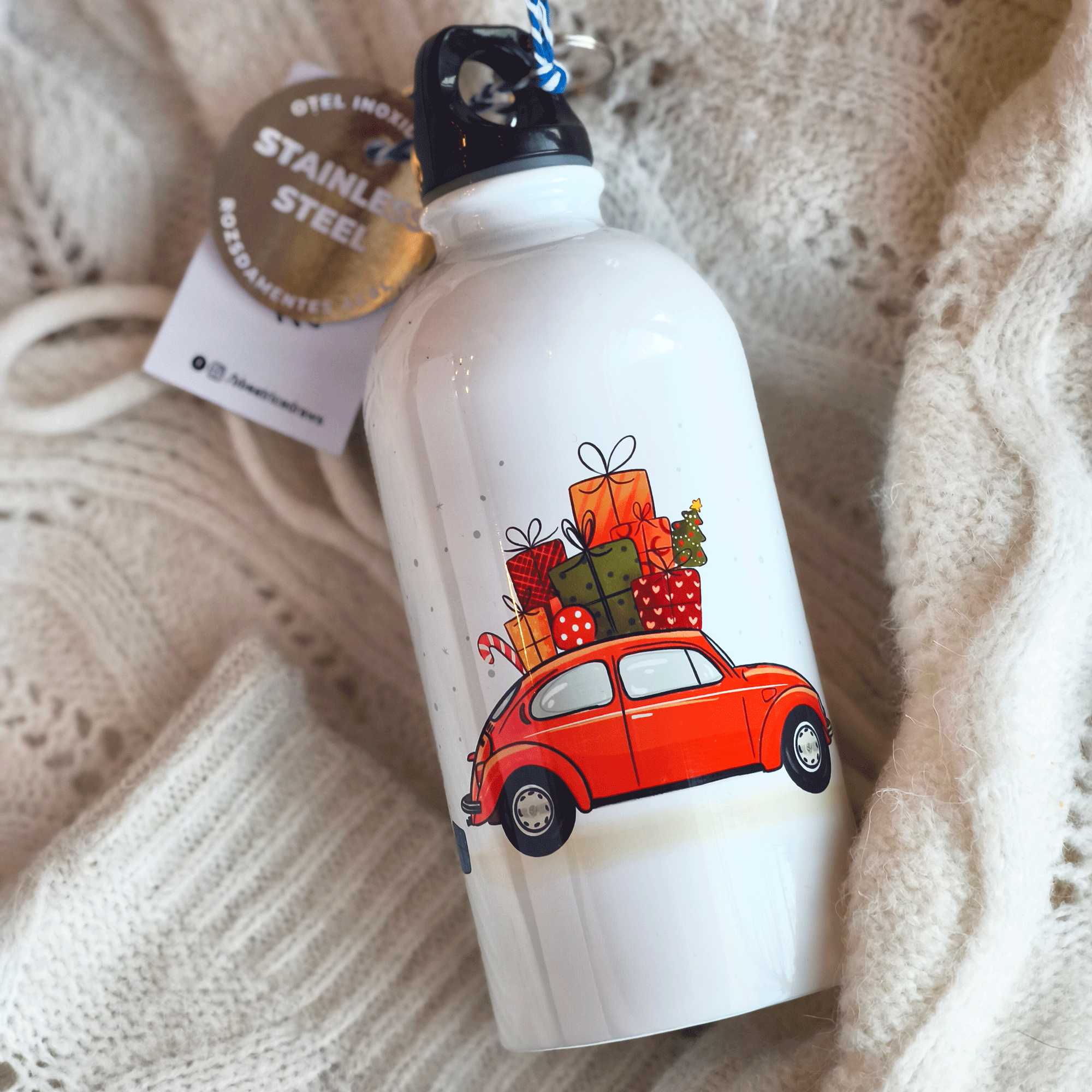 Sticlă pentru apă Volksvagen Bug pentru Crăciun 500ml