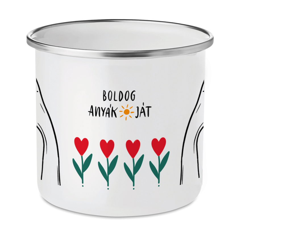 „Anya szeretlek, Boldog Anyák napját” Zománcozott fém bögre