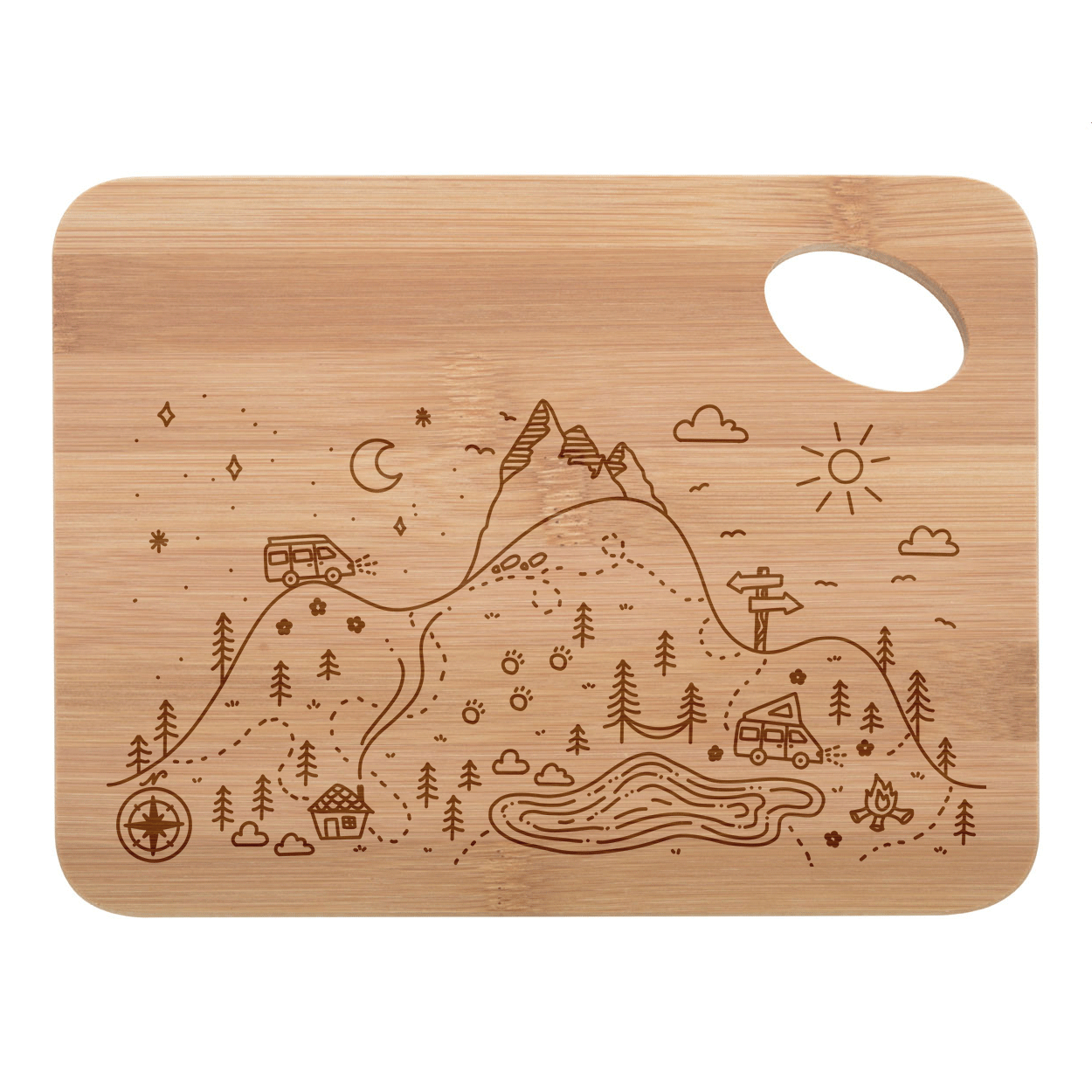 Tocător din bambus gravat – model montan