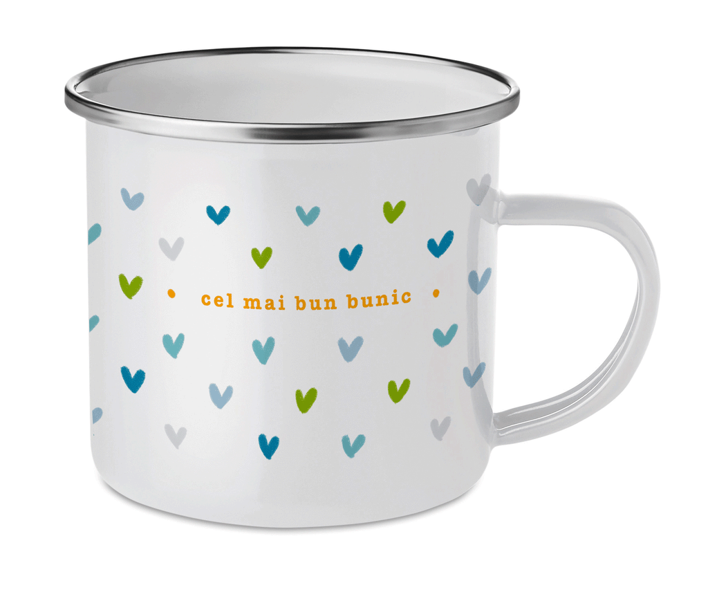 Cană emailată "Cel mai bun bunic" - Personalizabil