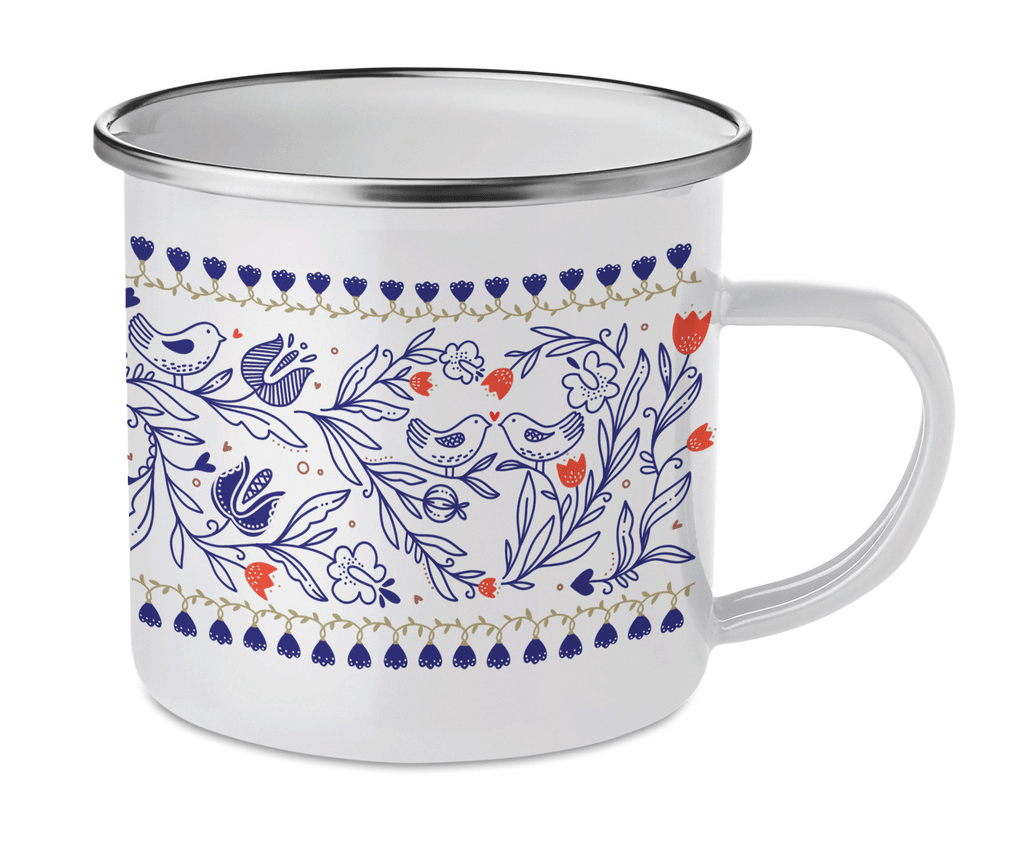 Cană emailată Folk Albastru
