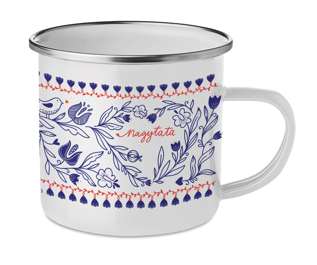Cană emailată Folk "Nagytata" Personalizabil