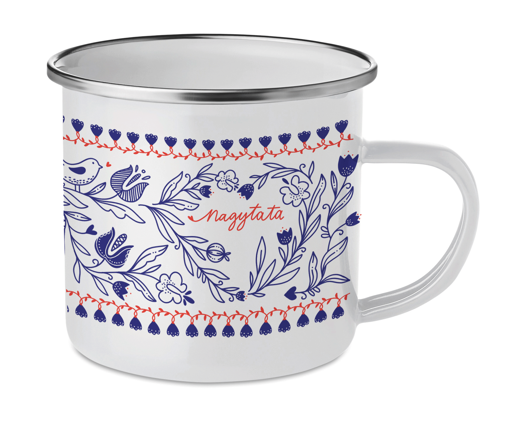 Cană emailată Folk "Nagytata" Personalizabil