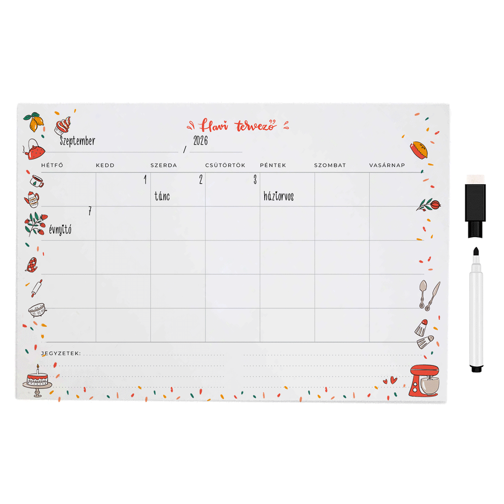 Planificator magnetic din metal – săptămânal sau lunar – Love to cook