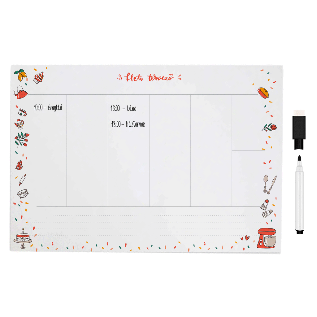 Planificator magnetic din metal – săptămânal sau lunar – Love to cook