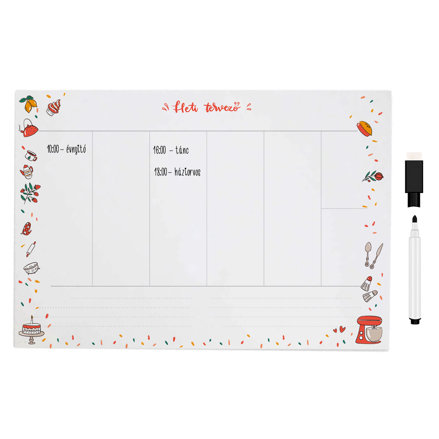 Planificator magnetic din metal – săptămânal sau lunar – Love to cook