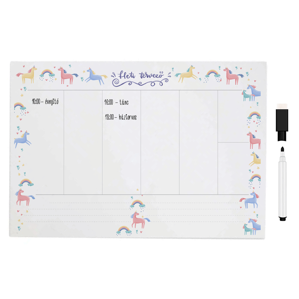 Planificator magnetic din metal – săptămânal sau lunar – Unicorni