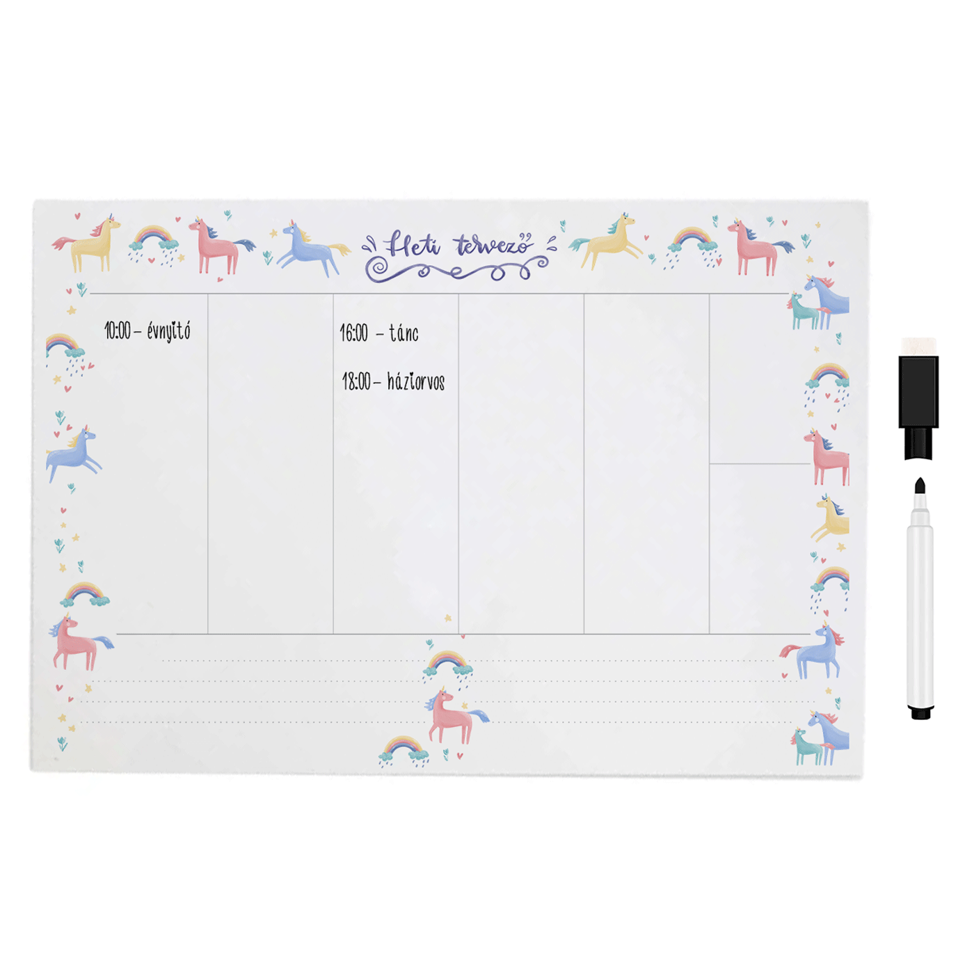 Planificator magnetic din metal – săptămânal sau lunar – Unicorni