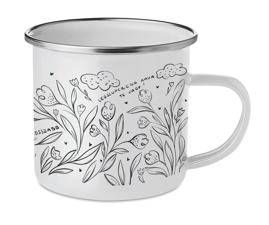 Cană emailată "A mosatlan később is ott lesz..."