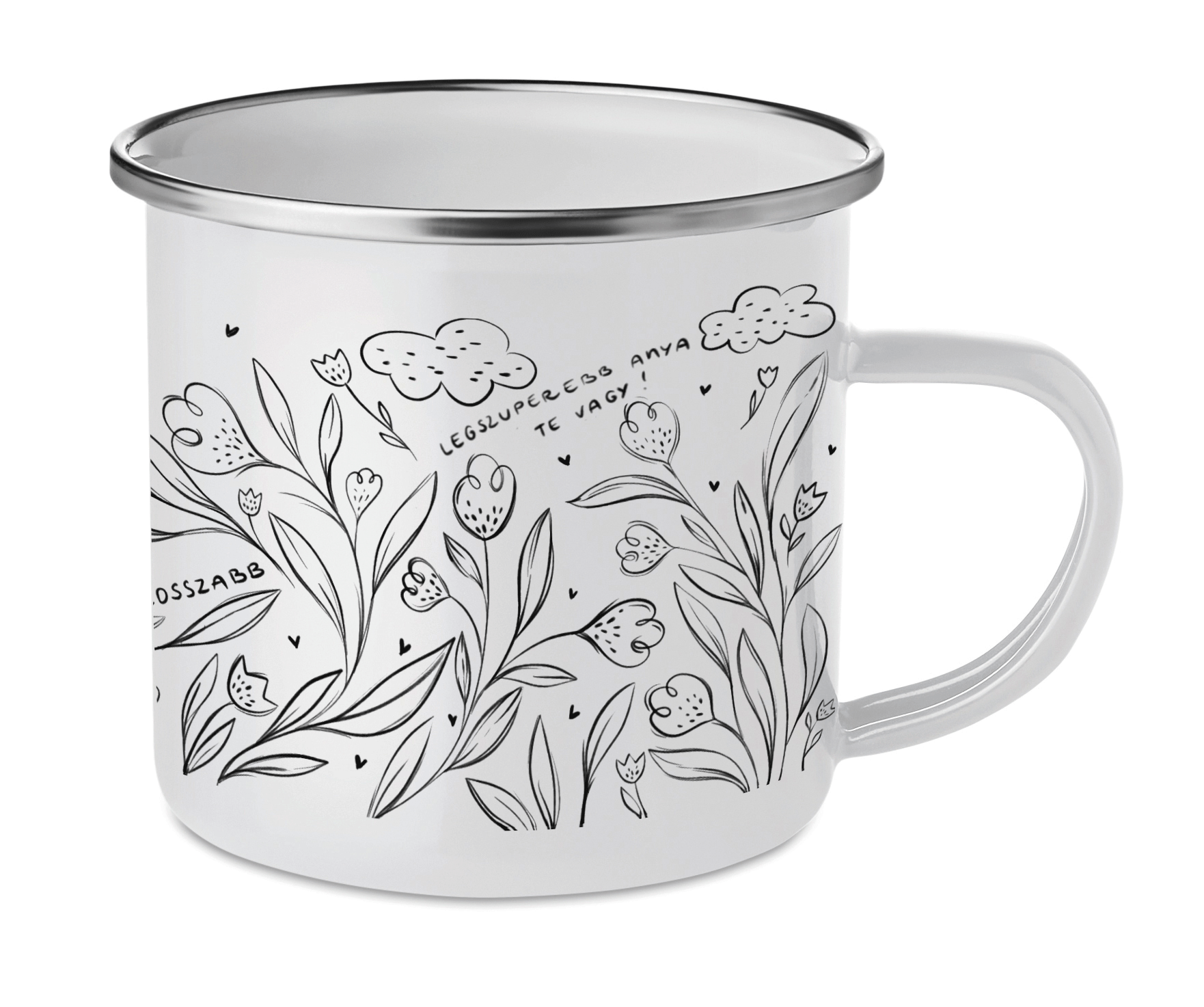 Cană emailată "A mosatlan később is ott lesz..."