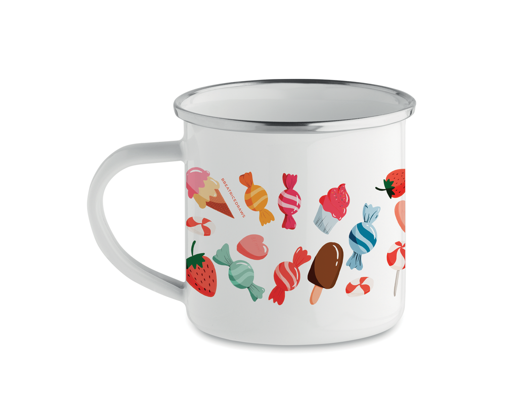 Cană emailată pentru copii cu dulciuri - 200ml