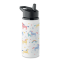 Sticlă copii cu pai 500 ml – model unicorni | oțel inoxidabil reciclat